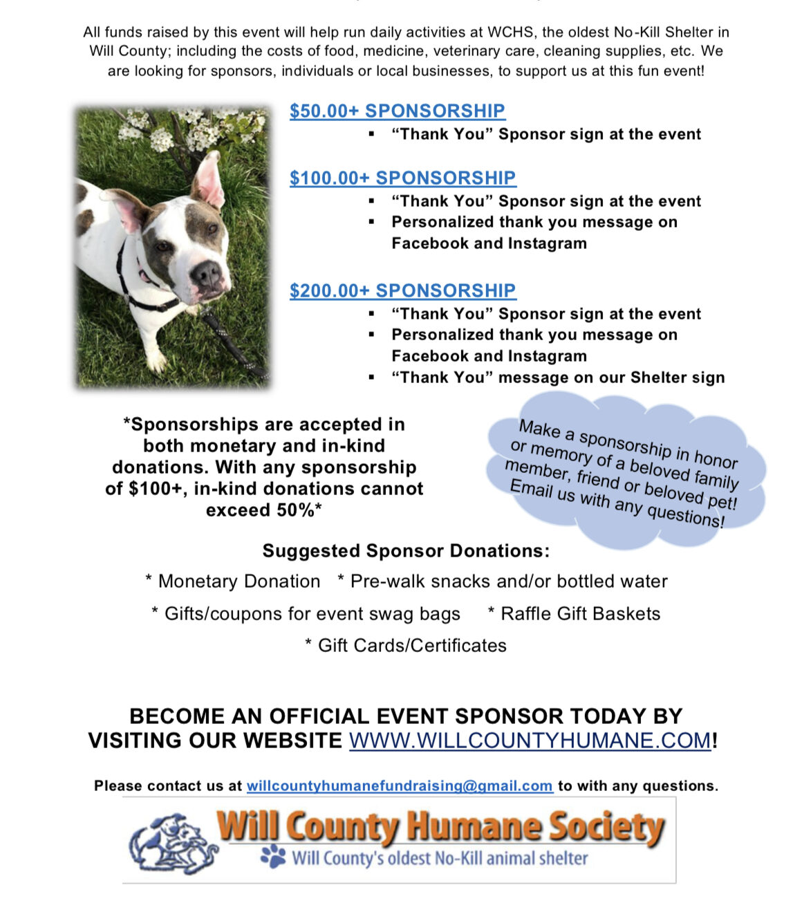 Annual Whisker Walk 2020 *Sponsorship only* – Will County Humane Society